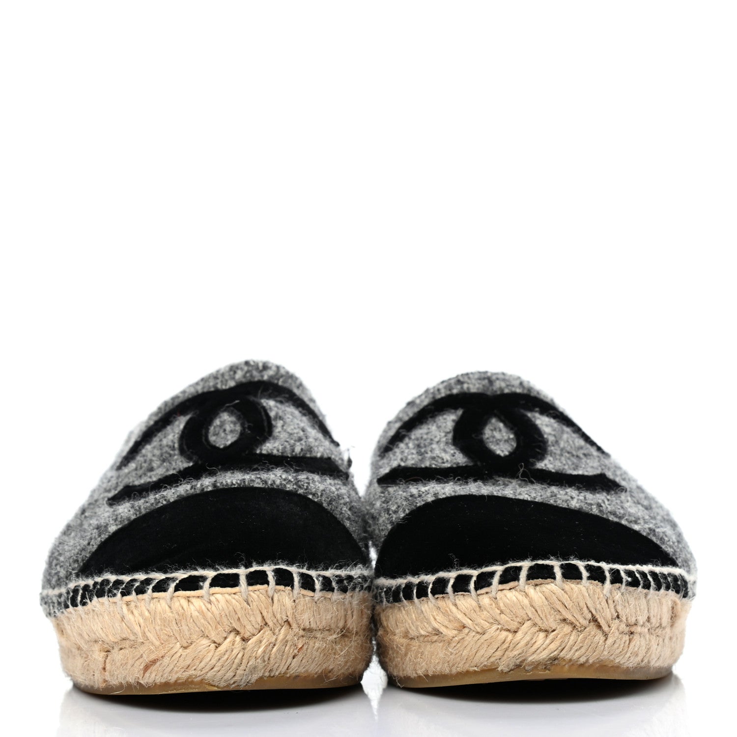 Chanel Tweed Velvet CC Espadrilles 38 Grey Black 2 of 9