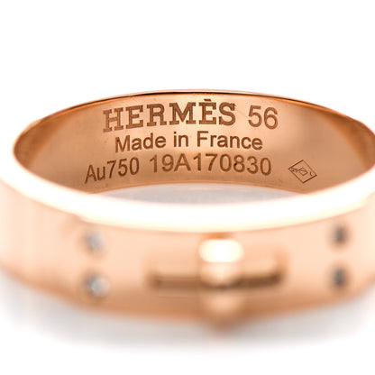 Hermes 18K Rose Gold Diamond PM Kelly Ring 56 7.5 4 of 5