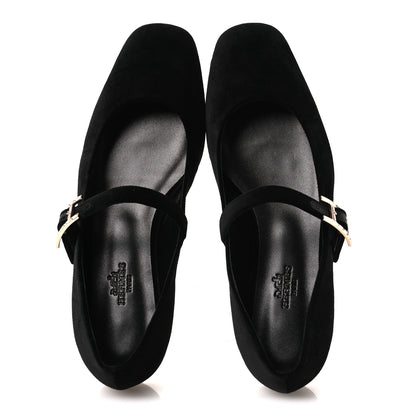 Hermes Velvet Crystal Jane Ballet Flats 37 Black 4 of 22