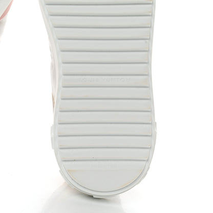 Louis Vuitton Monogram Embossed Calfskin Damier Azur Time Out Sneakers 37 Rose Clair Pink 8 of 9