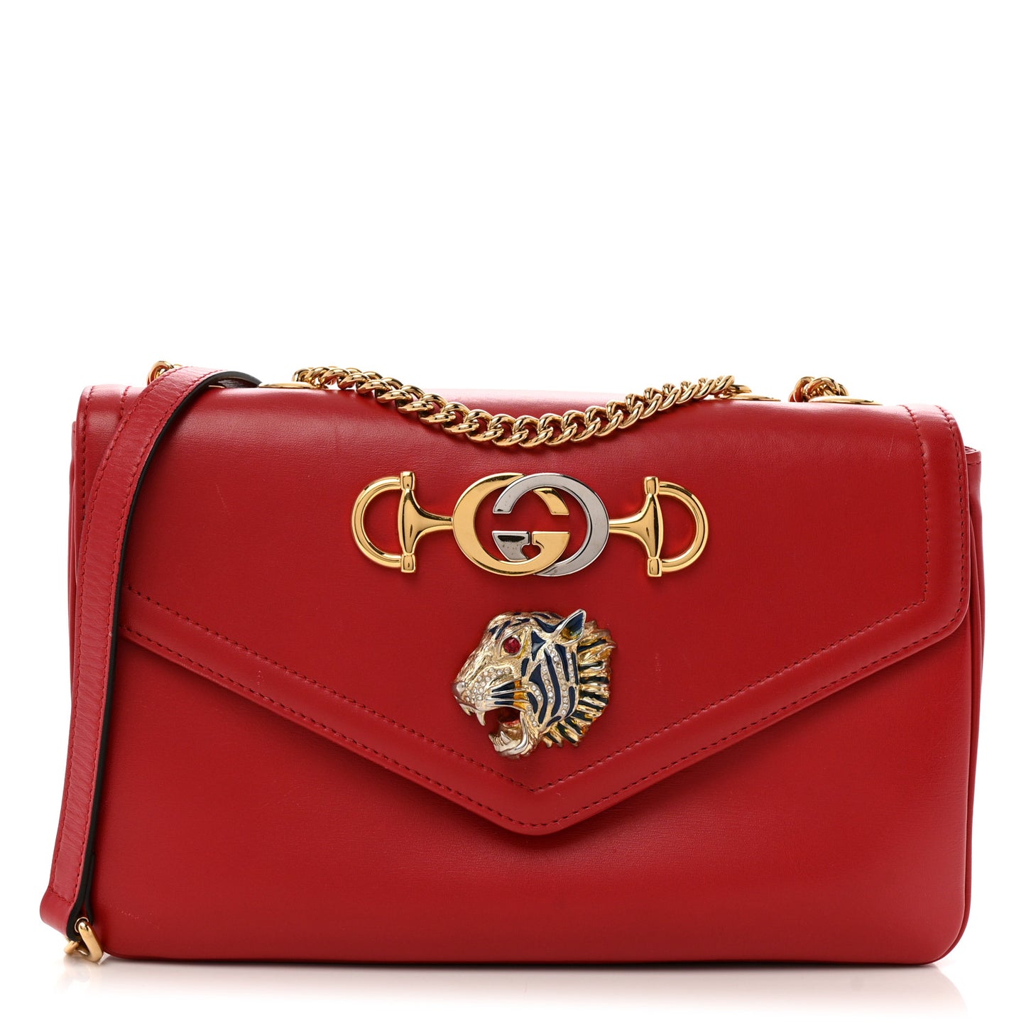 Vitello Palmellato Lux Crystal Medium Rajah Shoulder Bag Hibiscus Red Multicolor