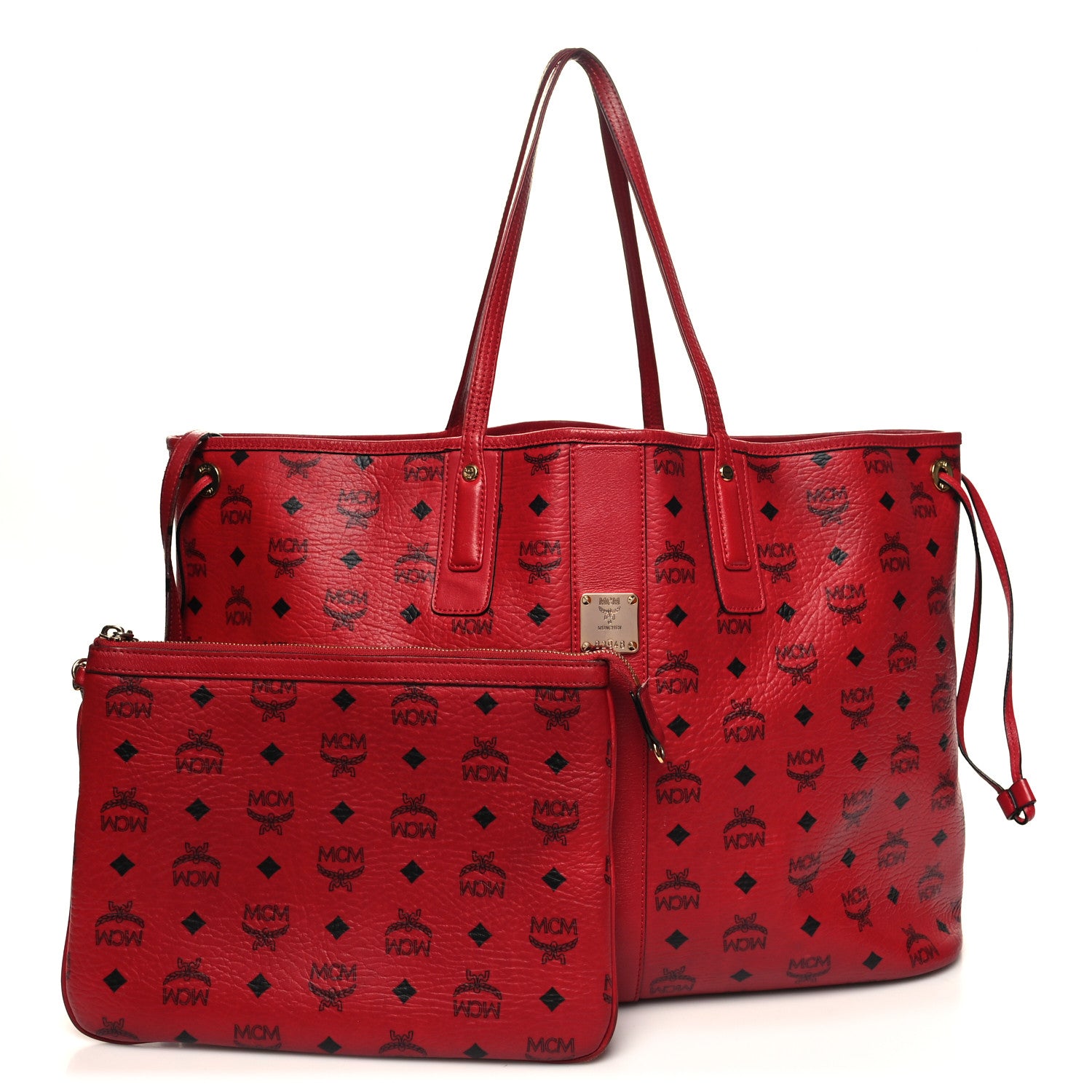 MCM Visetos Large Liz Reversible Shopper Tote Ruby Red 1 of 26