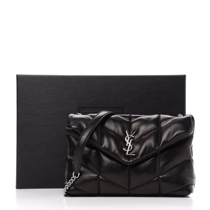 Saint Laurent Lambskin Quilted Toy Loulou Puffer Monogram Chain Satchel Black 12 of 12