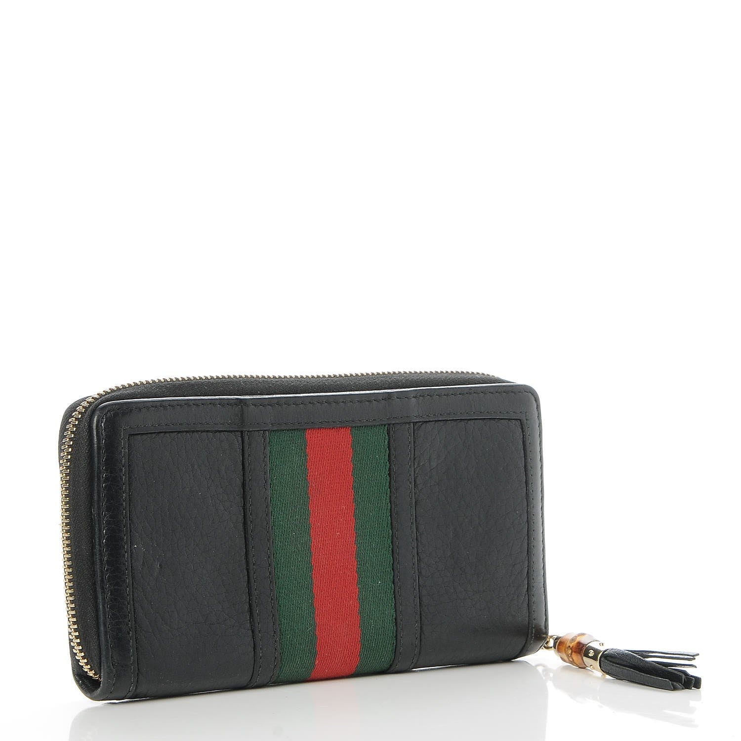 Gucci Calfskin Web Rania Zip Around Wallet Black 3 of 7