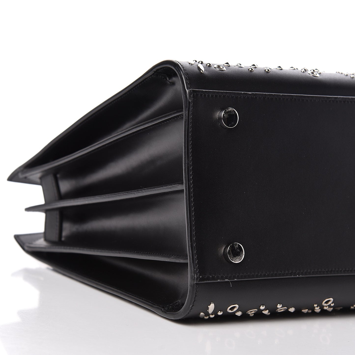 Calfskin Perforated Bandana Studded Small Sac De Jour Black