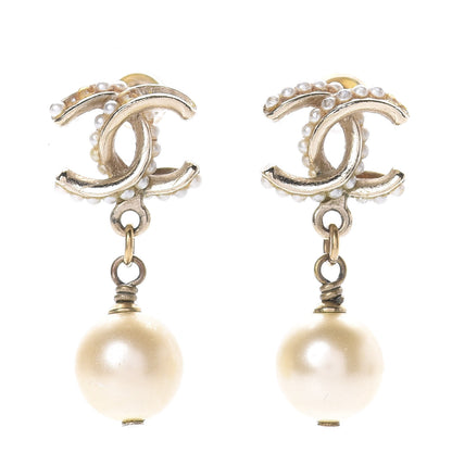 Chanel Pearl CC Drop Earrings Gold 1 of 8