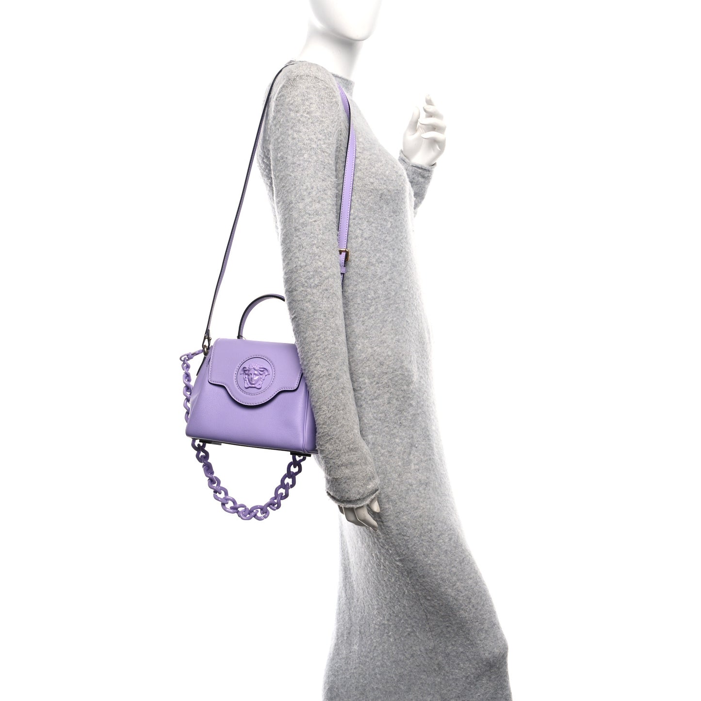 Calfskin Small La Medusa Top Handle Handbag Lilac
