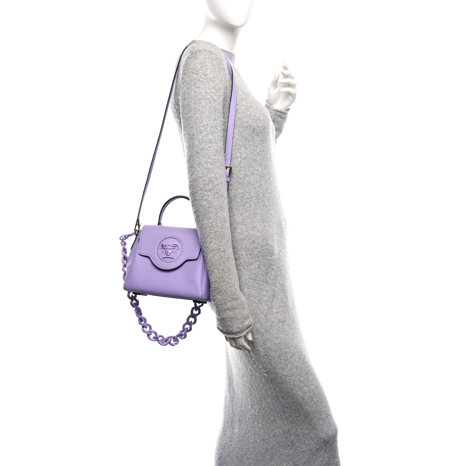 Versace Calfskin Small La Medusa Top Handle Handbag Lilac 2 of 11