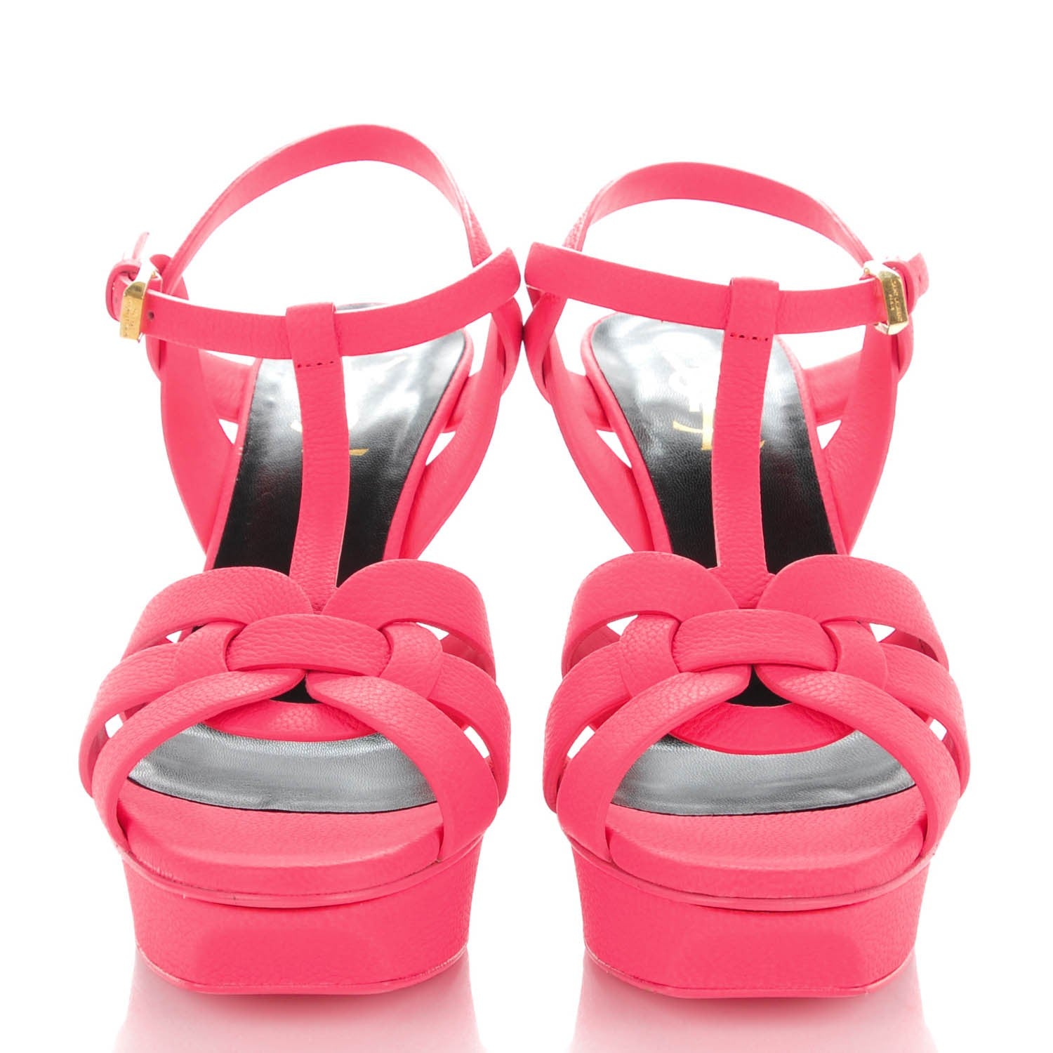 Saint Laurent Grained Calfskin Tribute 75 Platform Sandals 39 Rose Clair 2 of 9