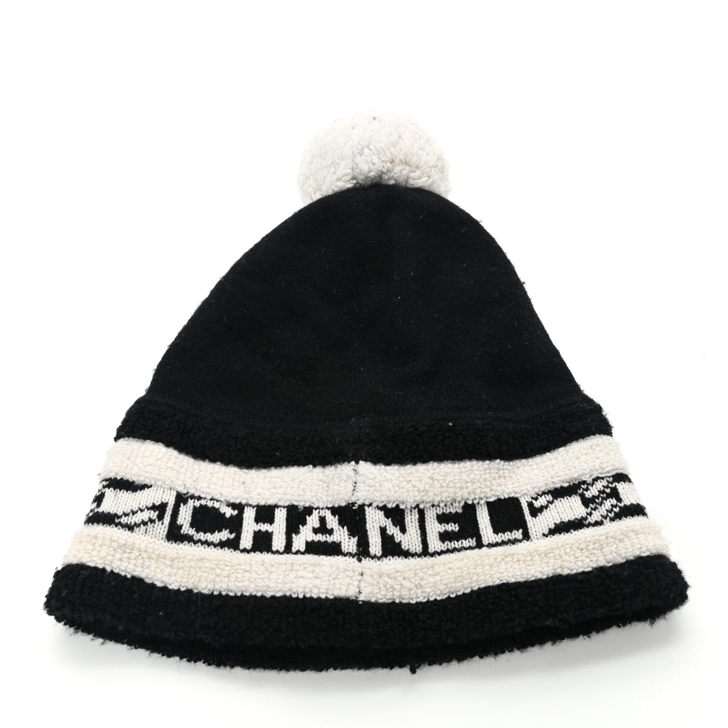 Cashmere CC Beanie Hat Ecru Black