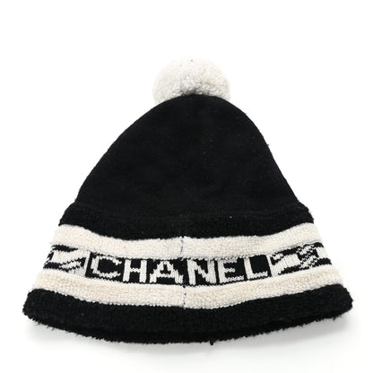 Chanel Cashmere CC Beanie Hat Ecru Black 1 of 5