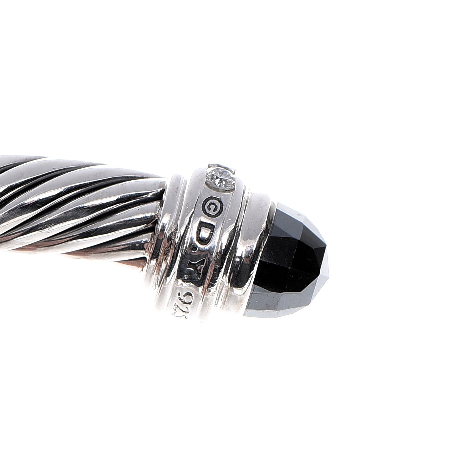 Sterling Silver Diamond Hematine 5mm Cable Classics Bracelet