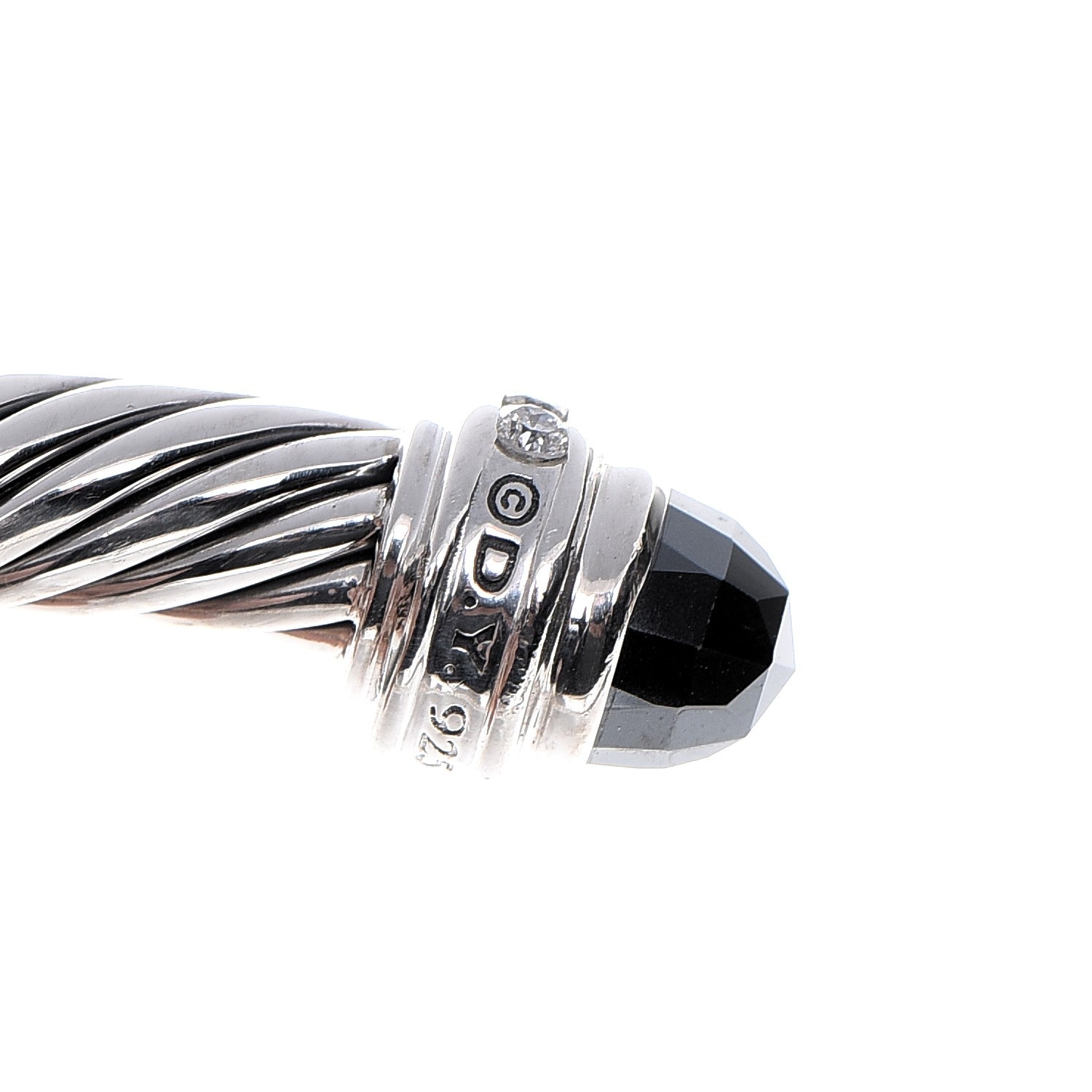 David Yurman Sterling Silver Diamond Hematine 5mm Cable Classics Bracelet 5 of 6