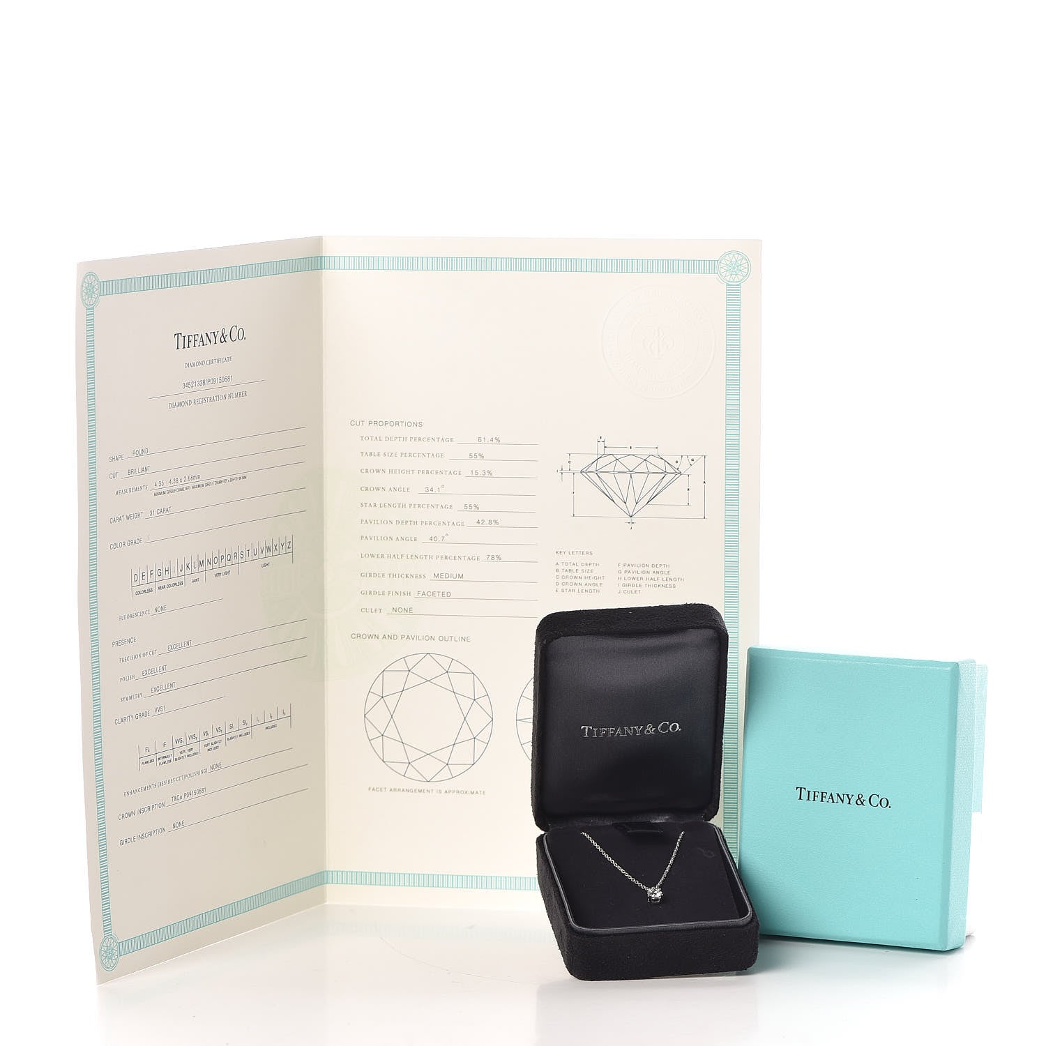 Tiffany Platinum Diamond .31ct Solitaire Pendant Necklace 5 of 5