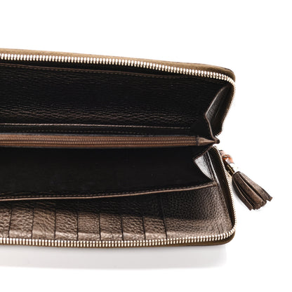 Gucci Metallic Calfskin Bamboo Tassel Zip Around Wallet Bronze 5 of 7