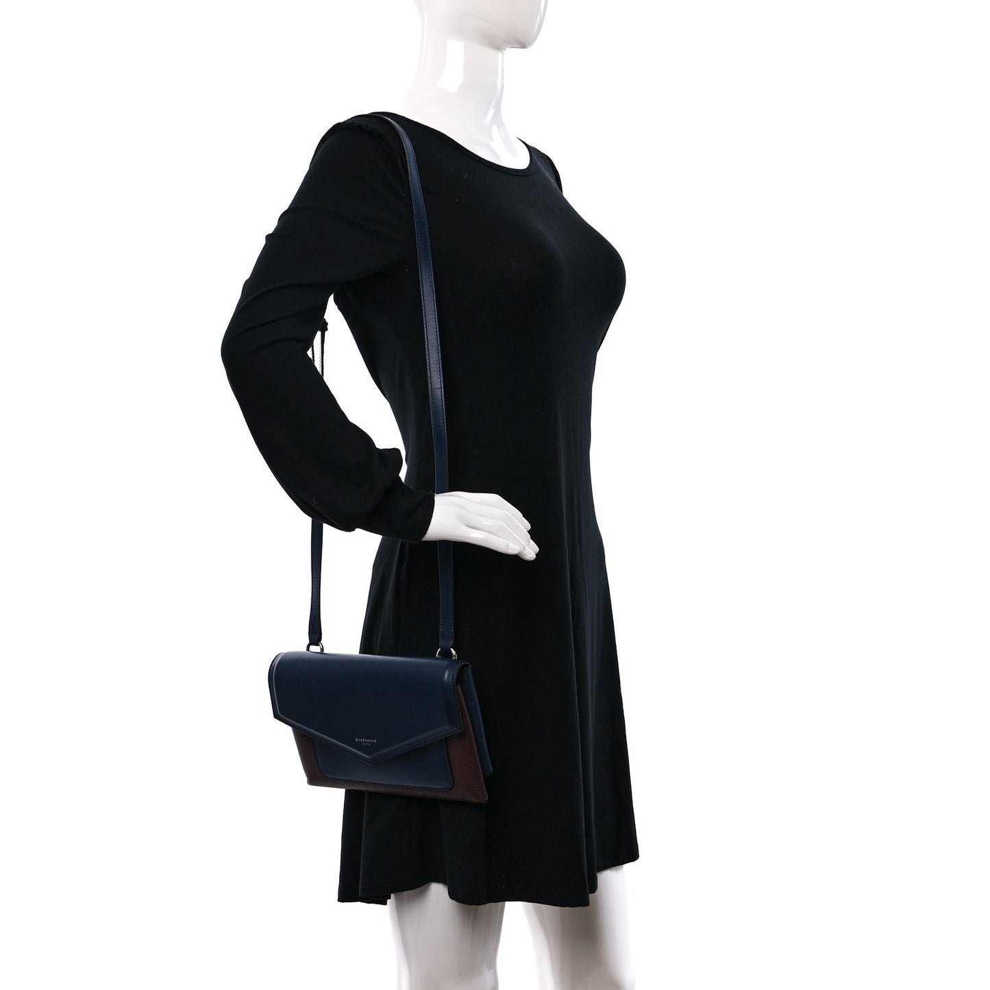 Calfskin Duetto Crossbody Bag Blue Burgundy