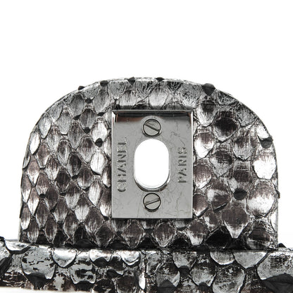 Chanel Metallic Python Sequin Medium Double Flap SIlver 7 of 8
