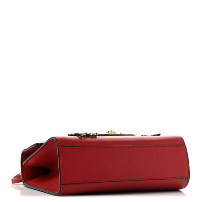 Gucci Calfskin Crystal Star Embroidered Small Padlock Shoulder Bag Hibiscus Red 4 of 15