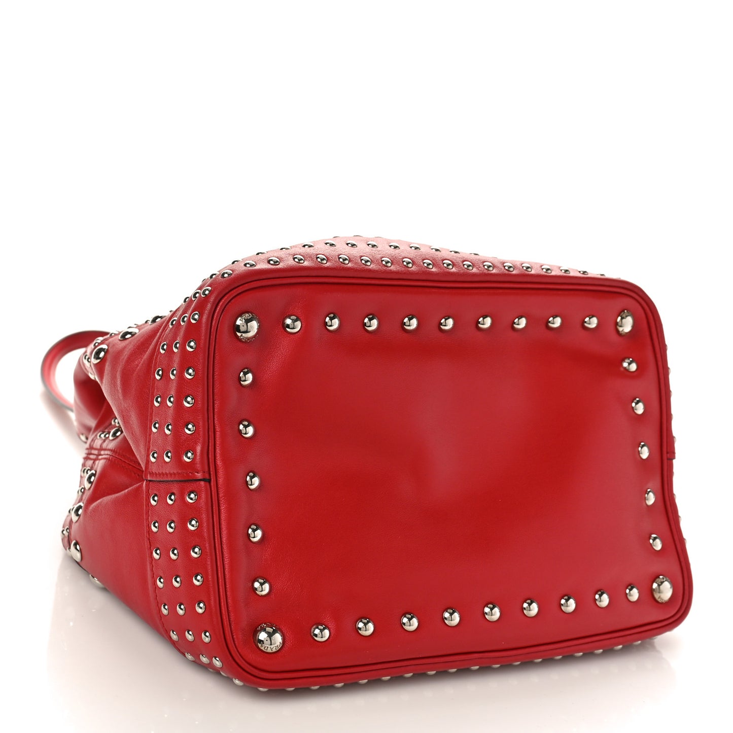 Soft Calf Studded Bucket Bag Rosso