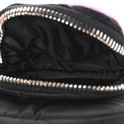 Prada Tessuto Nylon Faux Fur Small Pocket Wristlet Pouch Black Glicine 8 of 12