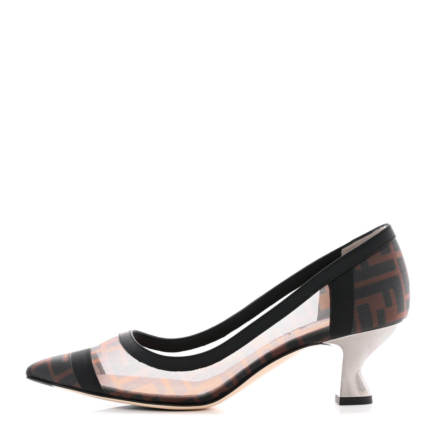 Technical Mesh Vitello Gommato FF Colibri 55mm Pumps 37.5 Tobacco Moro Black