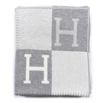 Hermes Wool Cashmere Avalon III Blanket Ecru Gris Clair 1 of 4