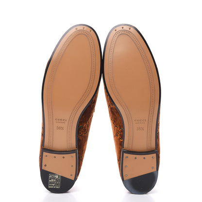 Gucci Velvet GG Monogram Horsebit Womens Jordaan Loafers 38.5 Cognac Green 6 of 11