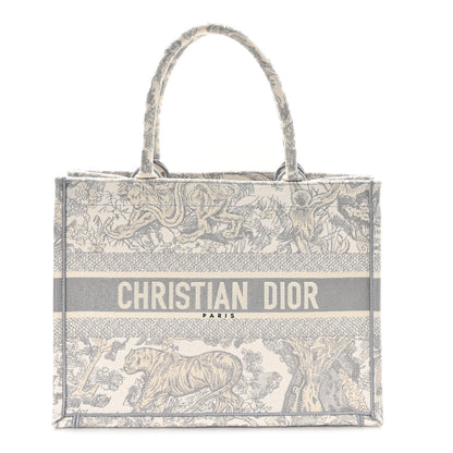 Christian Dior Canvas Embroidered Medium Dioriviera Toile De Jouy Book Tote Gray 1 of 11