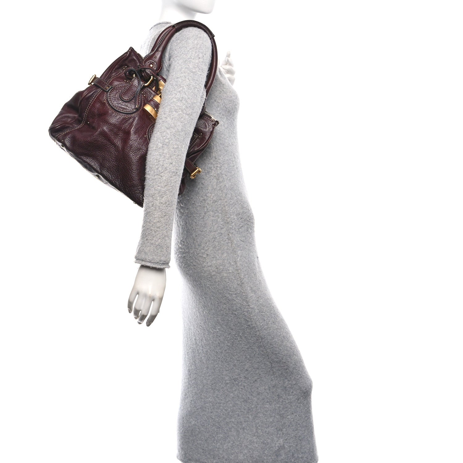 Chloe Grained Calfskin Paddington Tote Burgundy 2 of 10