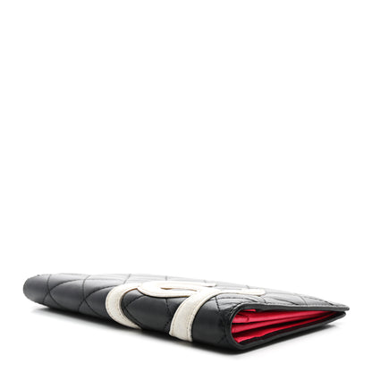 Chanel Calfskin Quilted Cambon Yen Wallet Black White 4 of 12