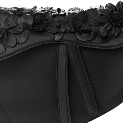 Christian Dior Lambskin 3D Floral Saddle Bag Black 8 of 10
