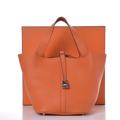 Hermes Taurillon Clemence Picotin Lock 26 GM Orange 8 of 8