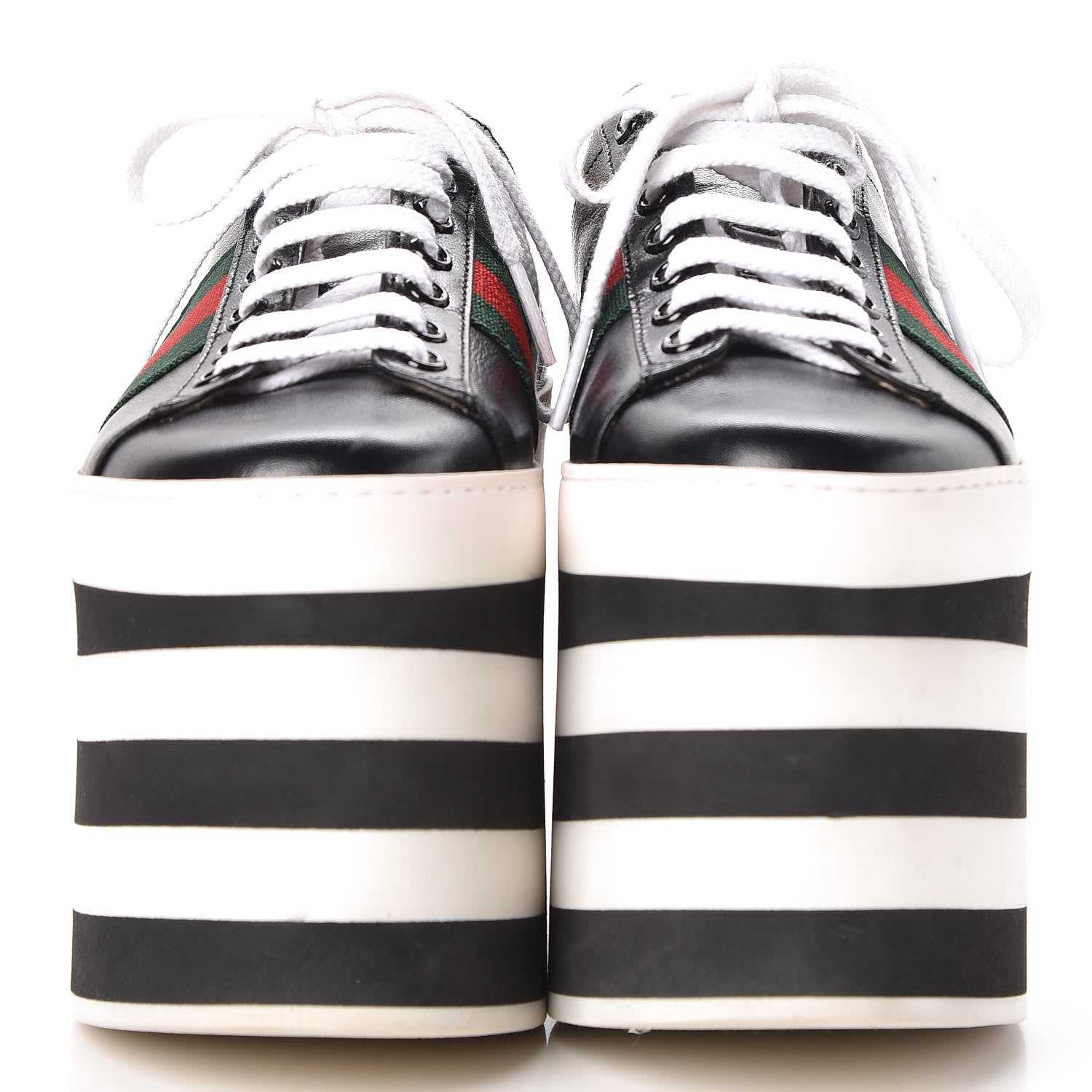Gucci Malaga Kid Peggy Platform Sneakers 36.5 Black White 3 of 8