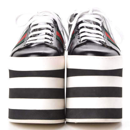 Gucci Malaga Kid Peggy Platform Sneakers 36.5 Black White 3 of 8