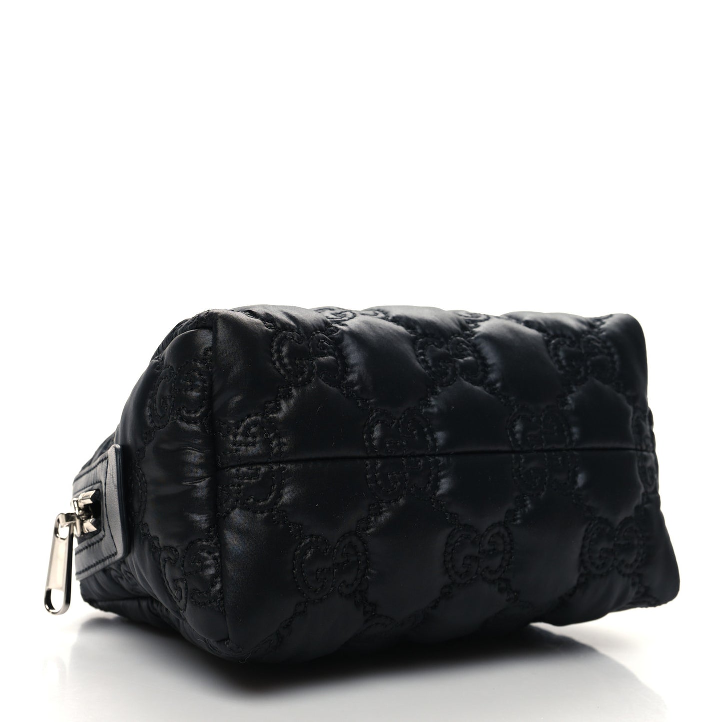 Nylon Calfskin Enamel GG Matelasse Beauty Case Black