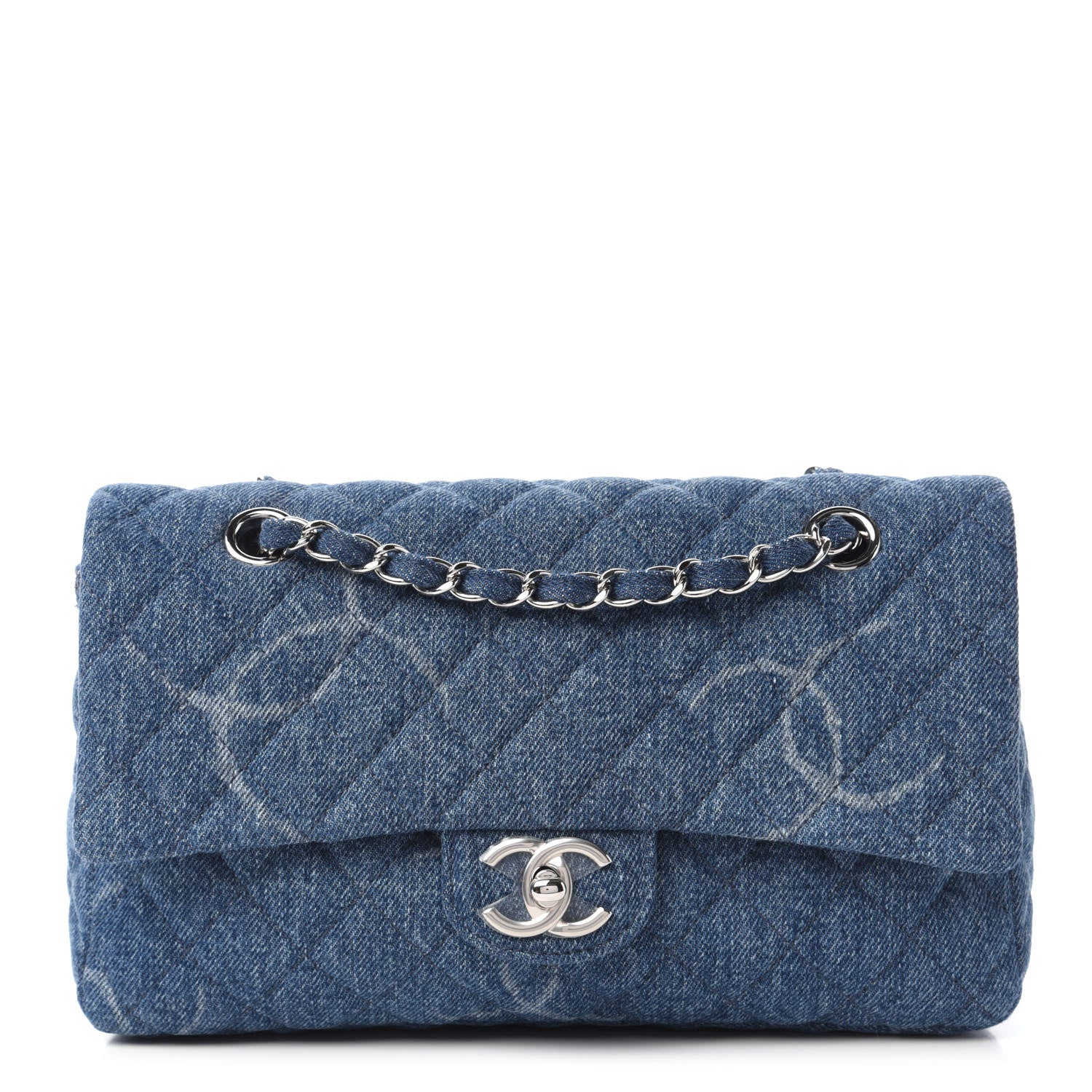 Chanel Denim Quilted CC Print Medium Single Flap Blue 1 of 11