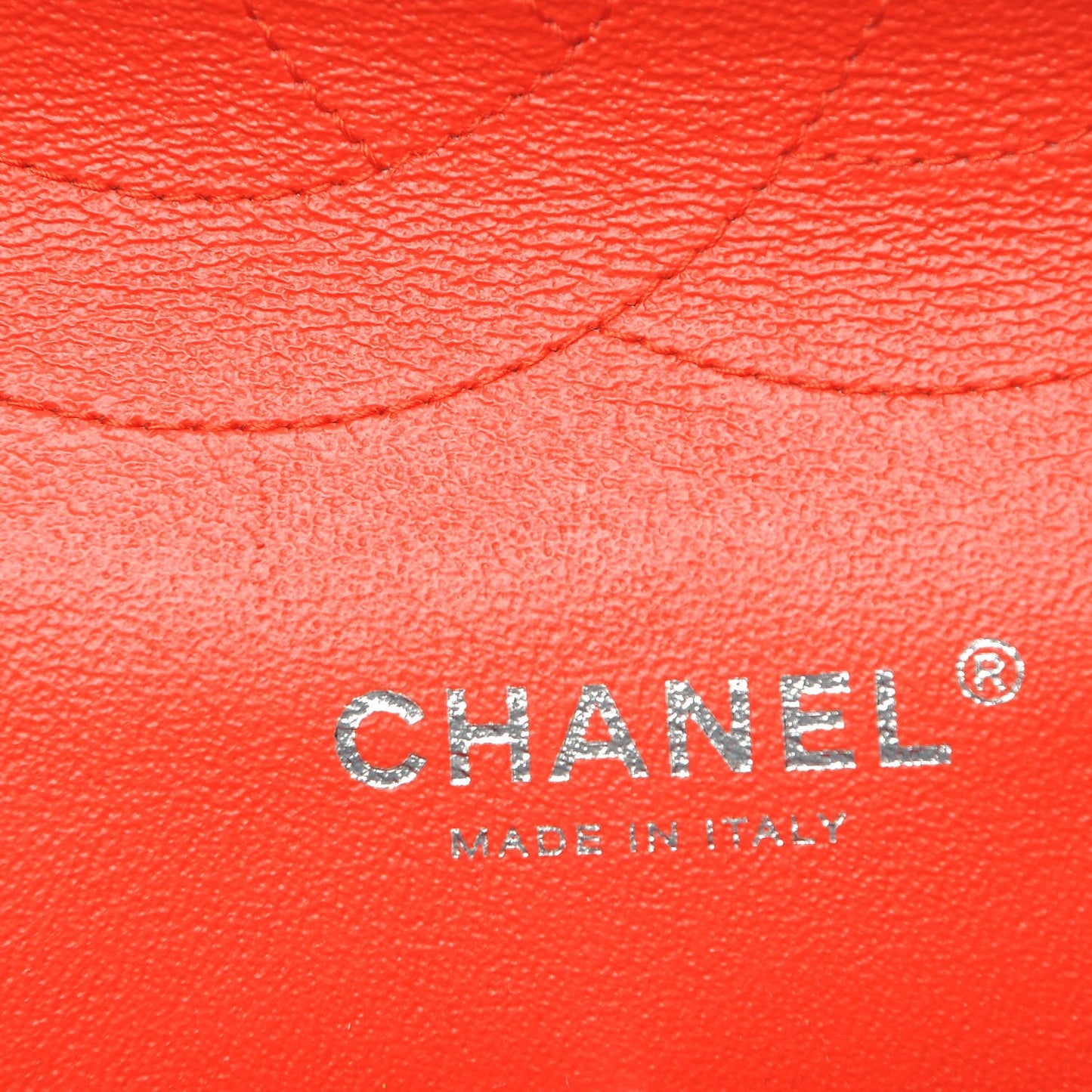 Patent Calfskin Striped Jumbo Double Flap Red
