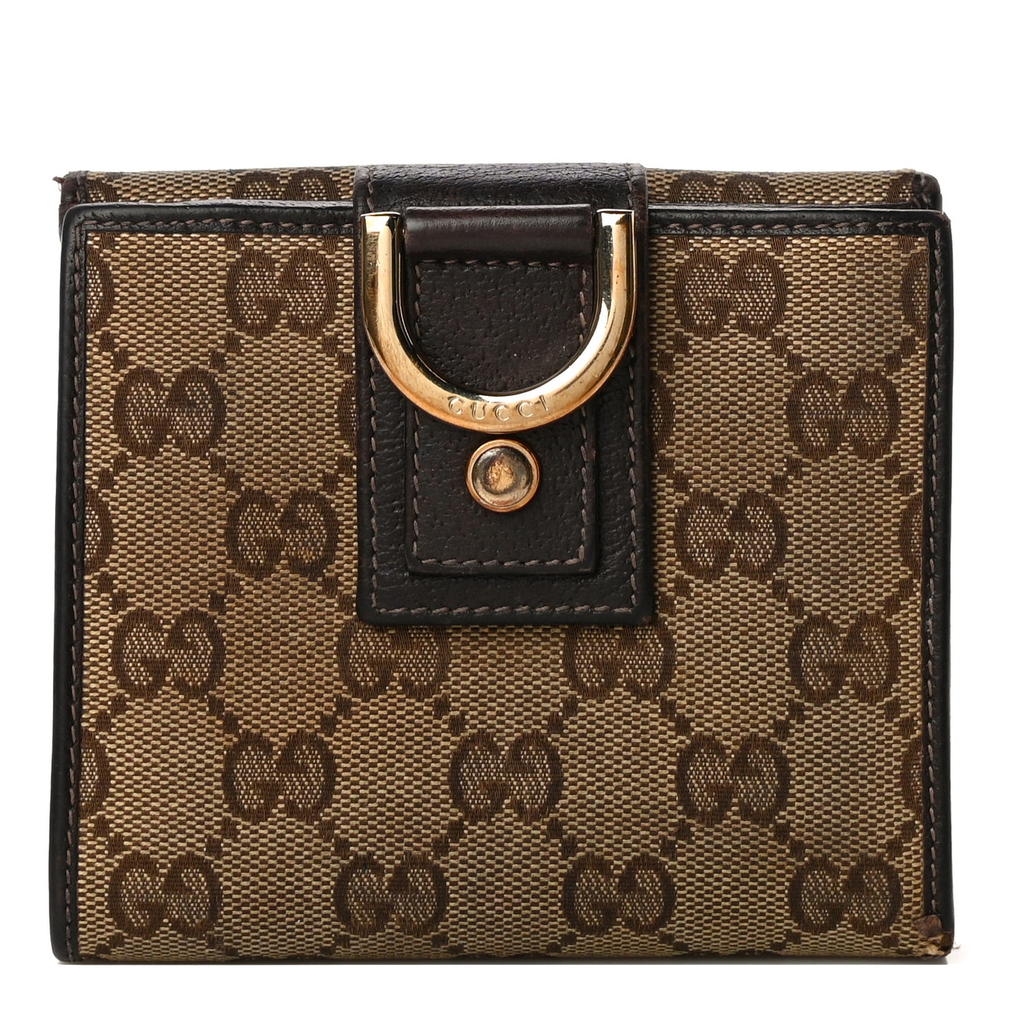 Monogram D Ring Compact Wallet Dark Brown