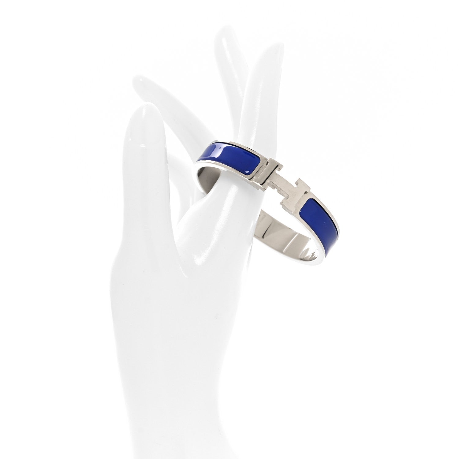 Hermes Narrow Enamel Clic Clac H Bracelet PM Bleu Electrique 2 of 4