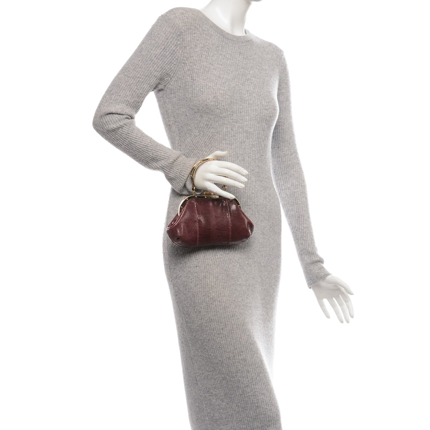 Lizard Bamboo Tom Ford Evening Bag Bordeaux