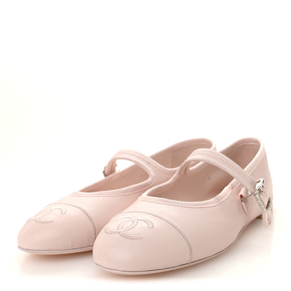 Chanel Lambskin Mary Jane Flats 39.5 Light Pink 4 of 10