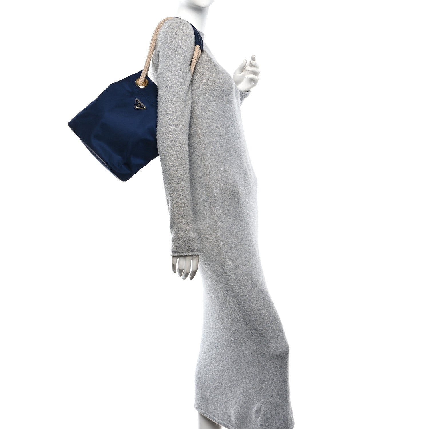 Prada Re-Nylon Triangle Mariner Small Bucket Bag Baltic Blue 2 of 9