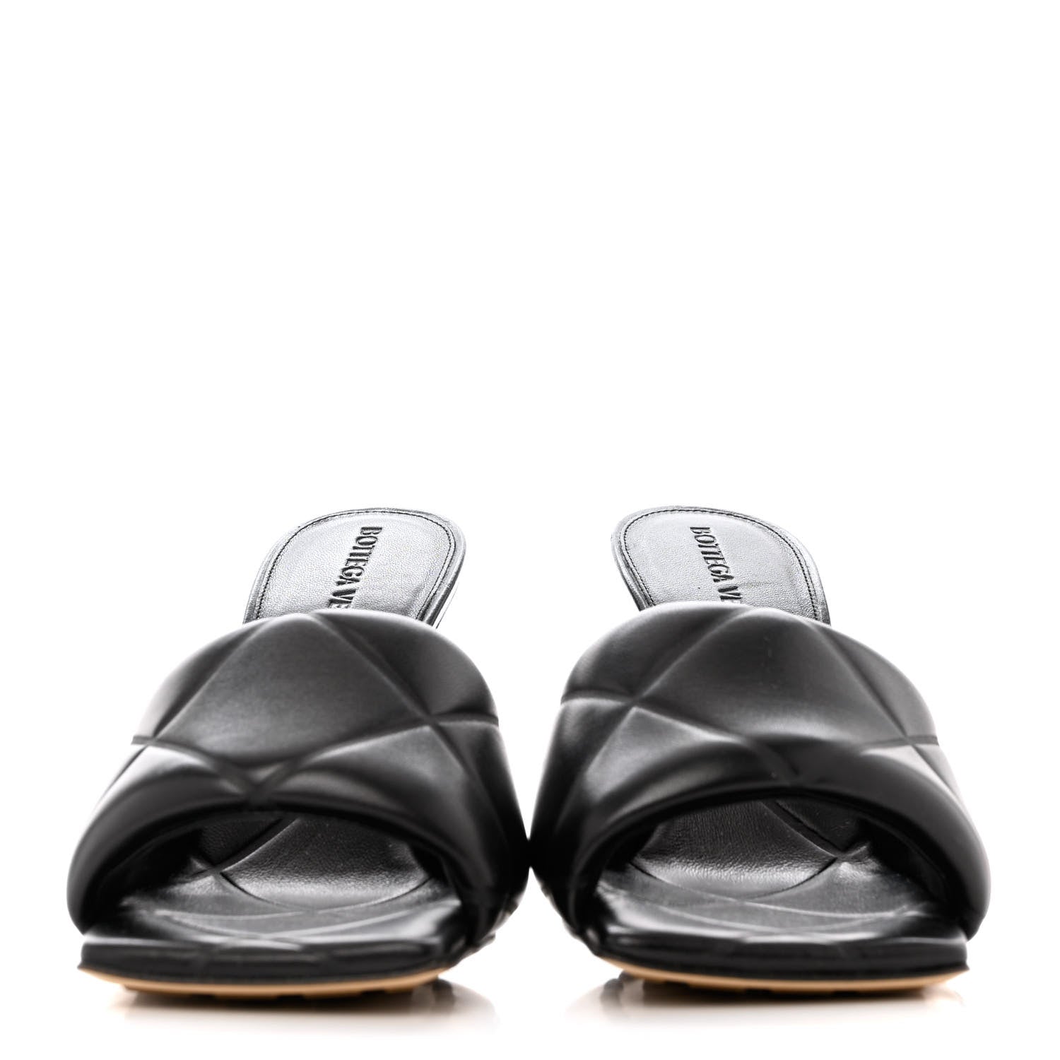 Bottega Veneta Nappa Quilted Rubber Lido Mule Sandals 36 Black 2 of 7