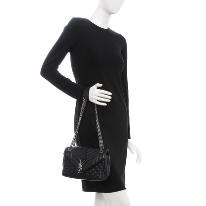 Saint Laurent Sheepskin Tri-Quilt Monogram Medium College Bag Black 2 of 8