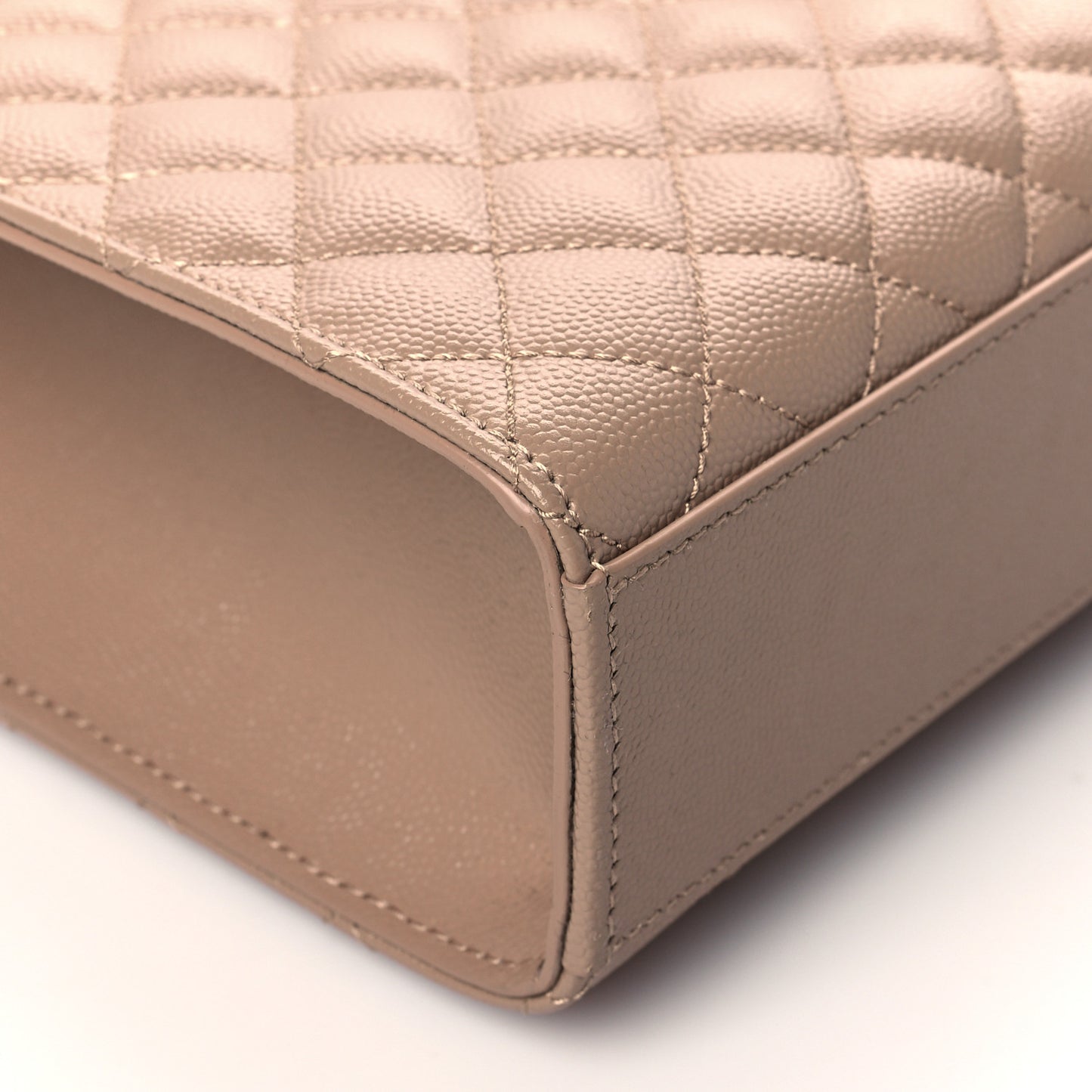 Grain De Poudre Textured Mixed Matelasse Triquilt Large Monogram Satchel Natural Tan