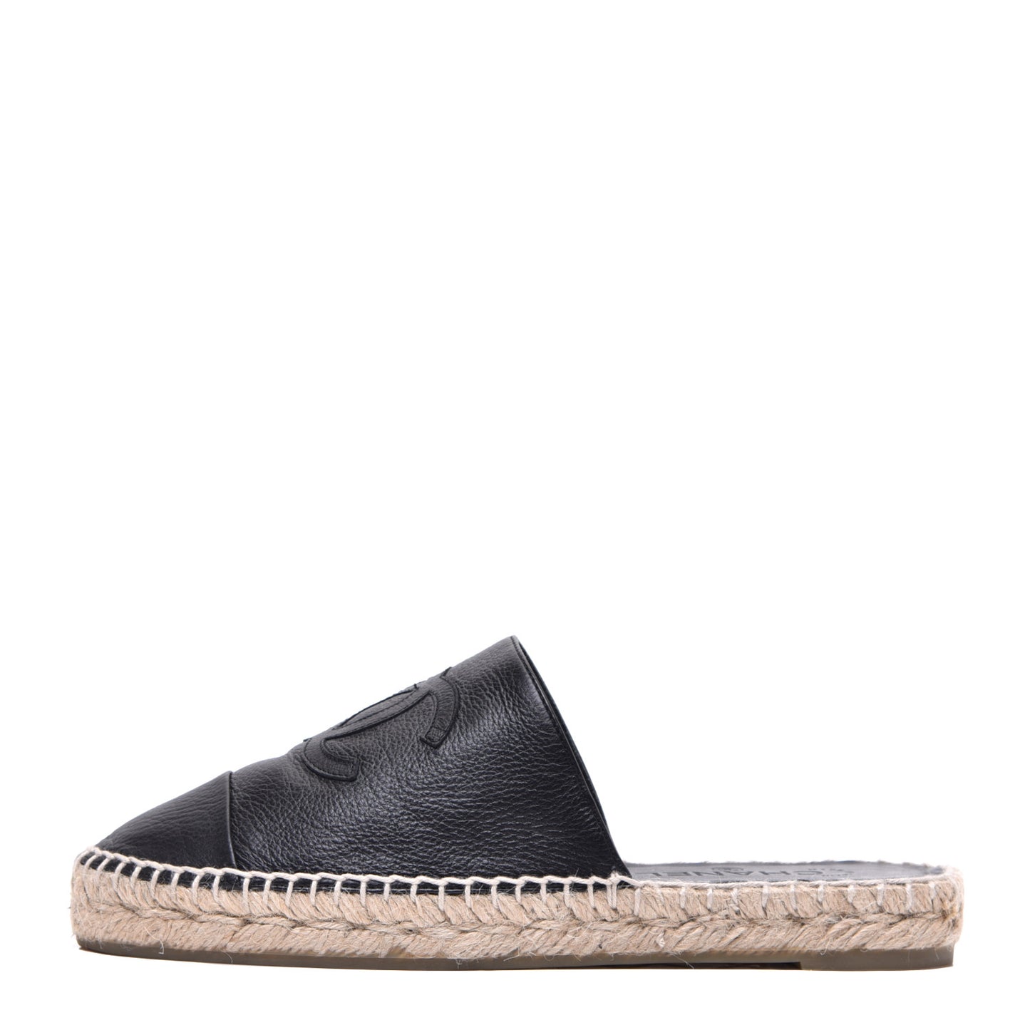 Calfskin CC Espadrille Mules 39 Black