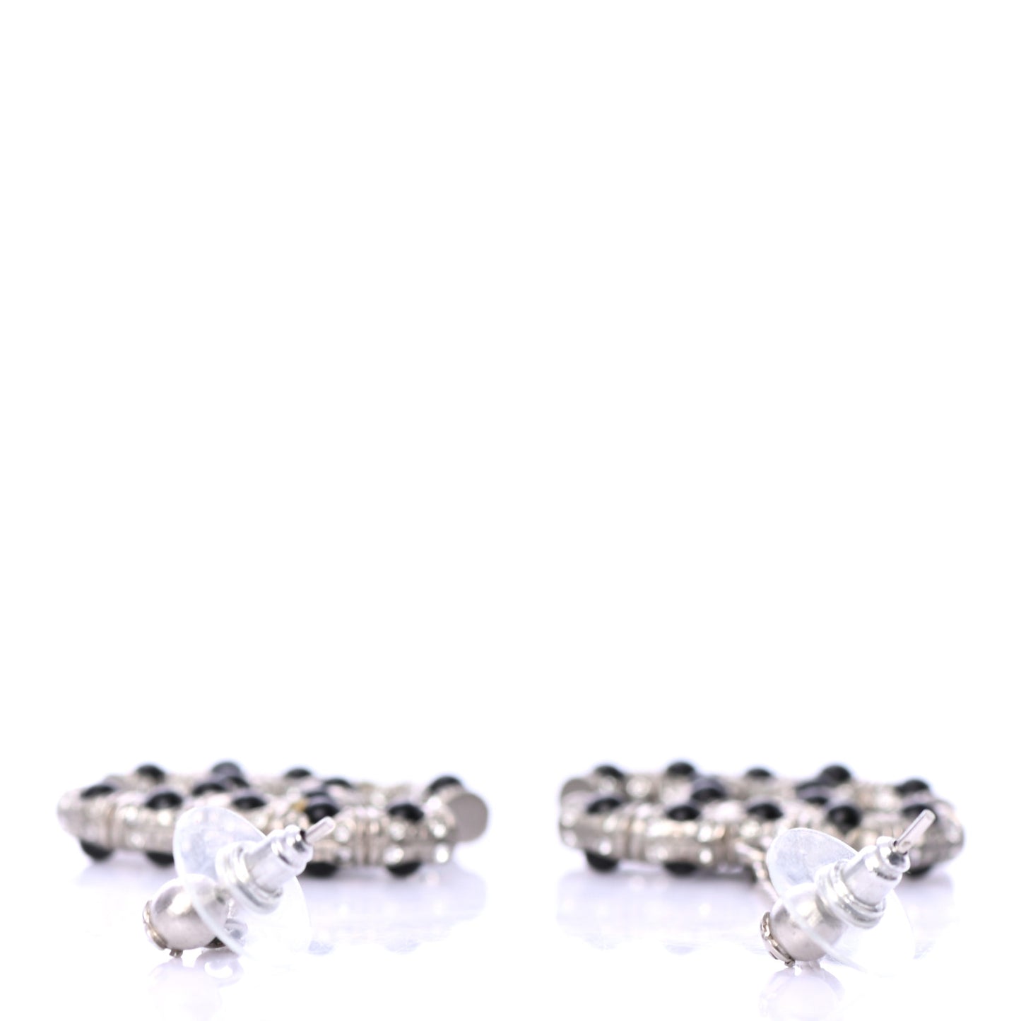 Crystal CC Drop Earrings Black