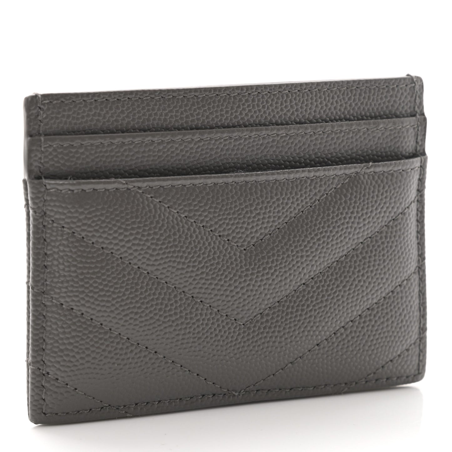 Grain De Poudre Matelasse Chevron Monogram Credit Card Case Coal