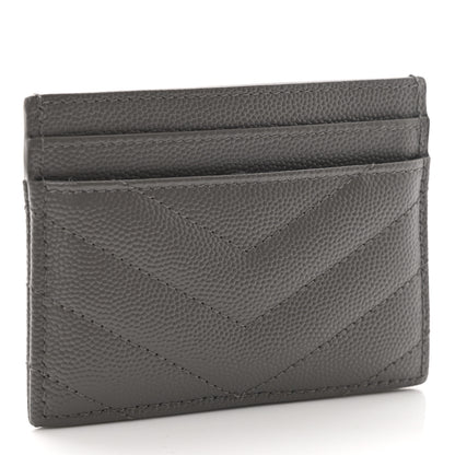 Saint Laurent Grain De Poudre Matelasse Chevron Monogram Credit Card Case Coal 3 of 7
