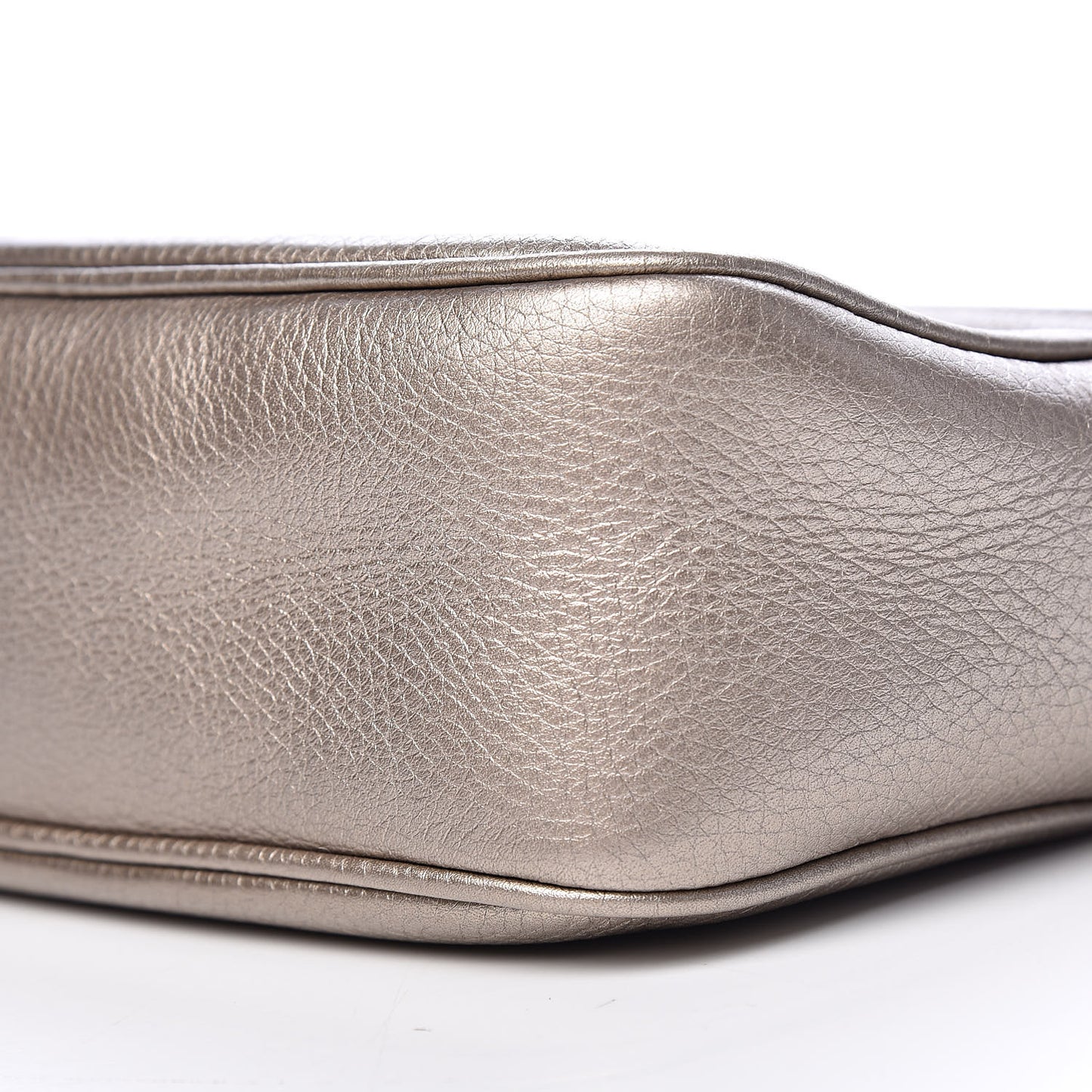Metallic Pebbled Calfskin Small Soho Disco Bag Golden Beige